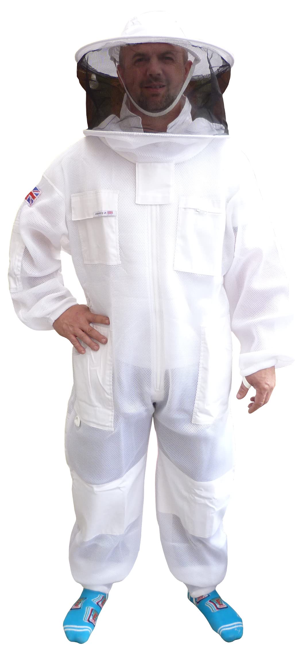 Bee Suit Air Mesh Round hat Ultra Ventilated Protective Beekeeping Suit Fully Body Bee Suit Bee Keeping Wasp Suit Beekeeper Protection Equipment