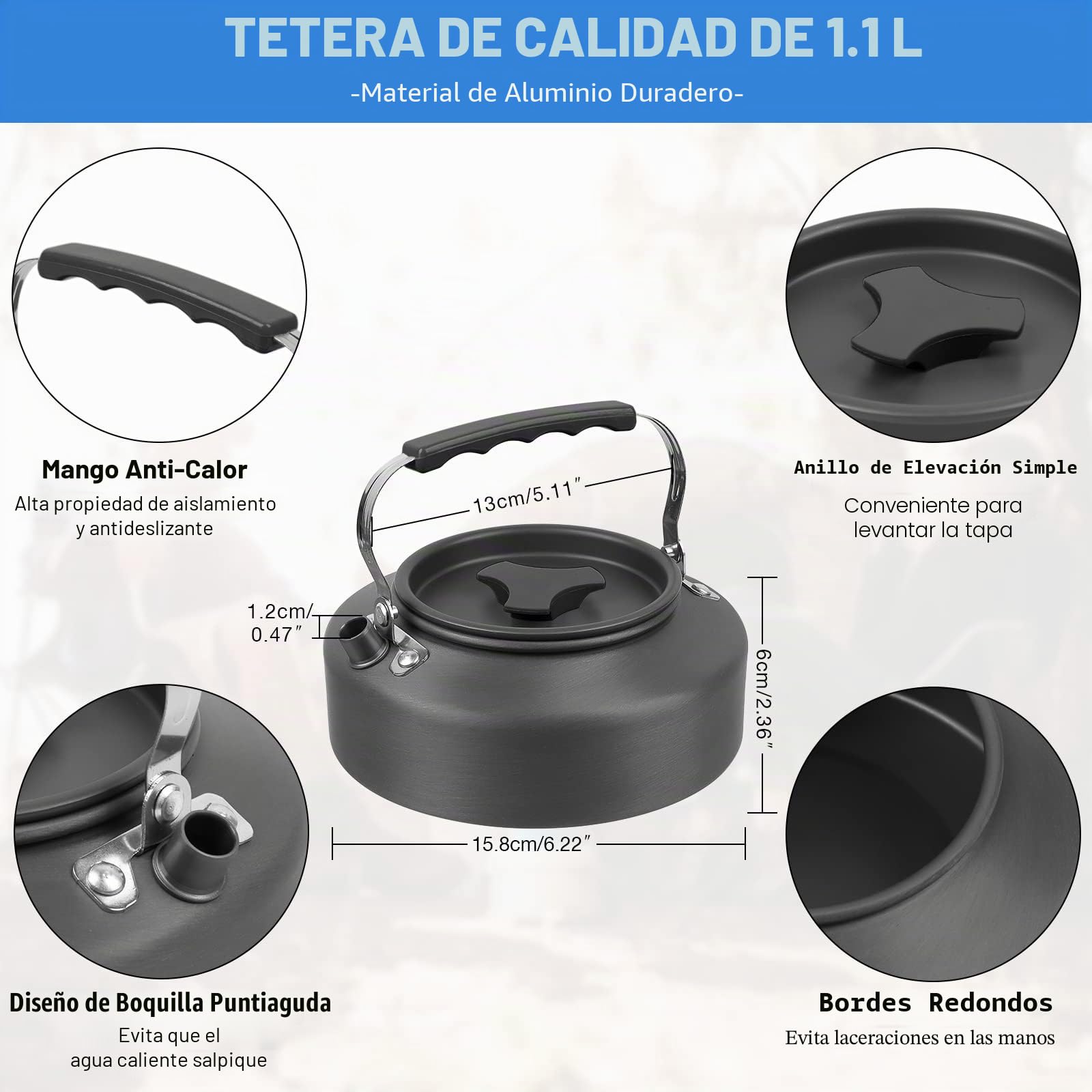 Juego de Ollas de Camping de 14 Piezas, Kit de Utensilios de Cocina para Acampar, Juego de Cocina para Acampar, Vajilla para Cocinar al Aire Libre, para Cocina al Aire Libre, Senderismo, Camping