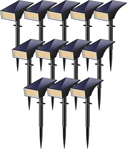 Miniatura 9 de Koicaxy Luces solares para exteriores impermeables paquete de 8 unidades IP65, 100 LEDs 4 modos de luz, mayor eficiencia de carga, focos solares de