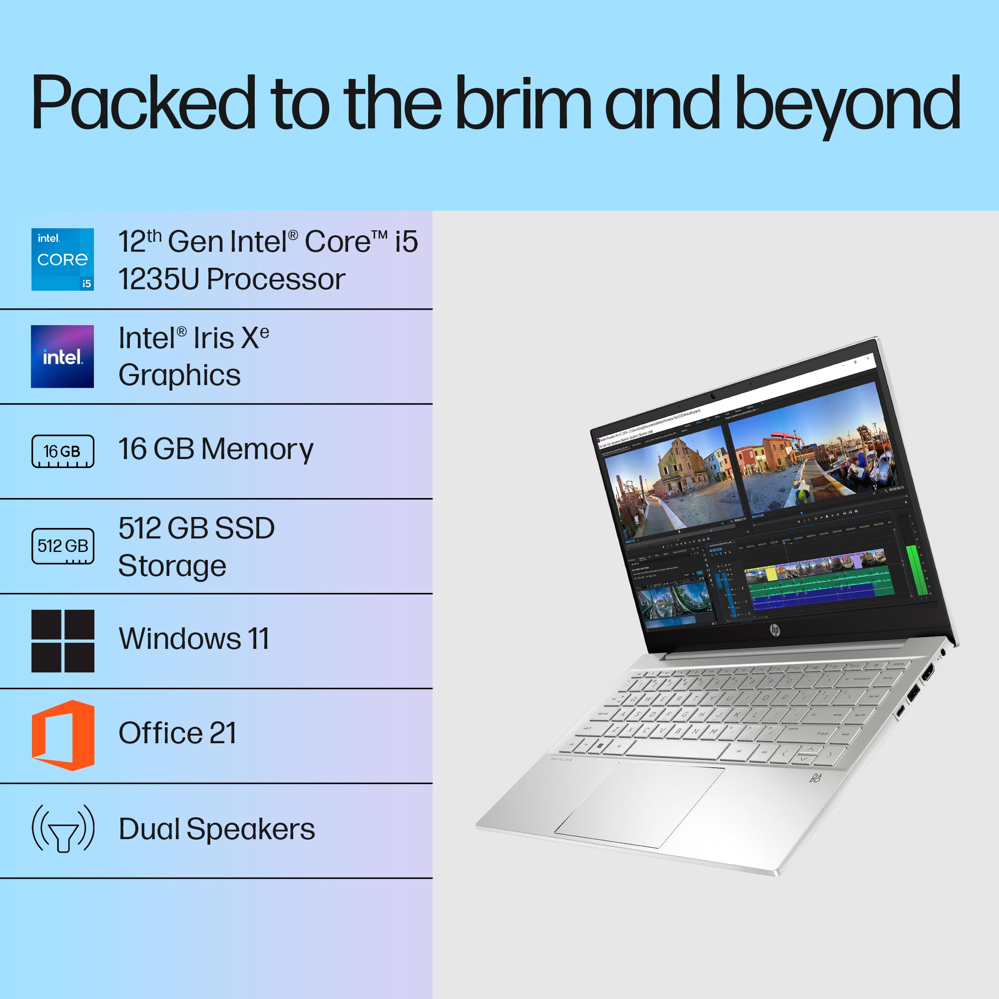 12世代　HP ノートPC/Corei5/16GB/SSD-512GB フルHD HP Pavilion, 12th Gen Intel Core i5-1235U Laptop (16GB DDR4