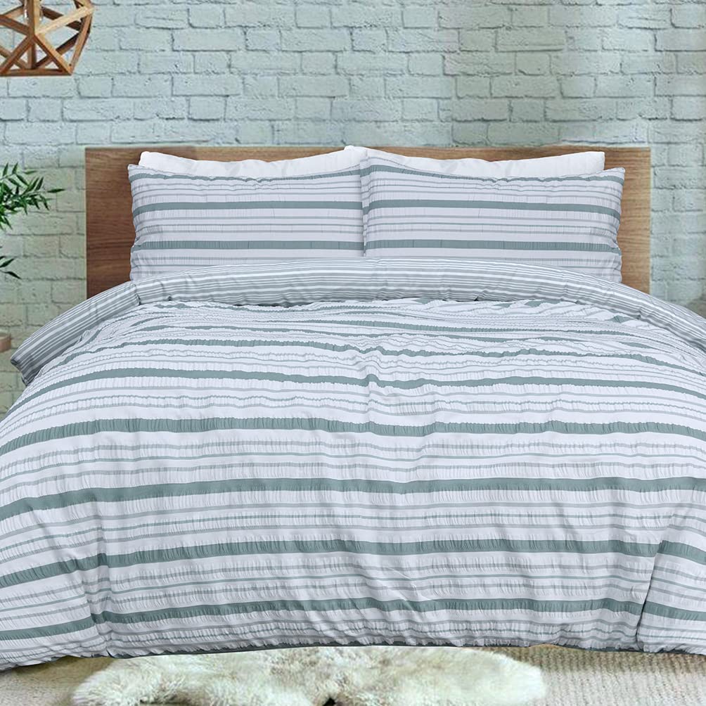 Sleepdown Duvet Cover Set, Green White, King