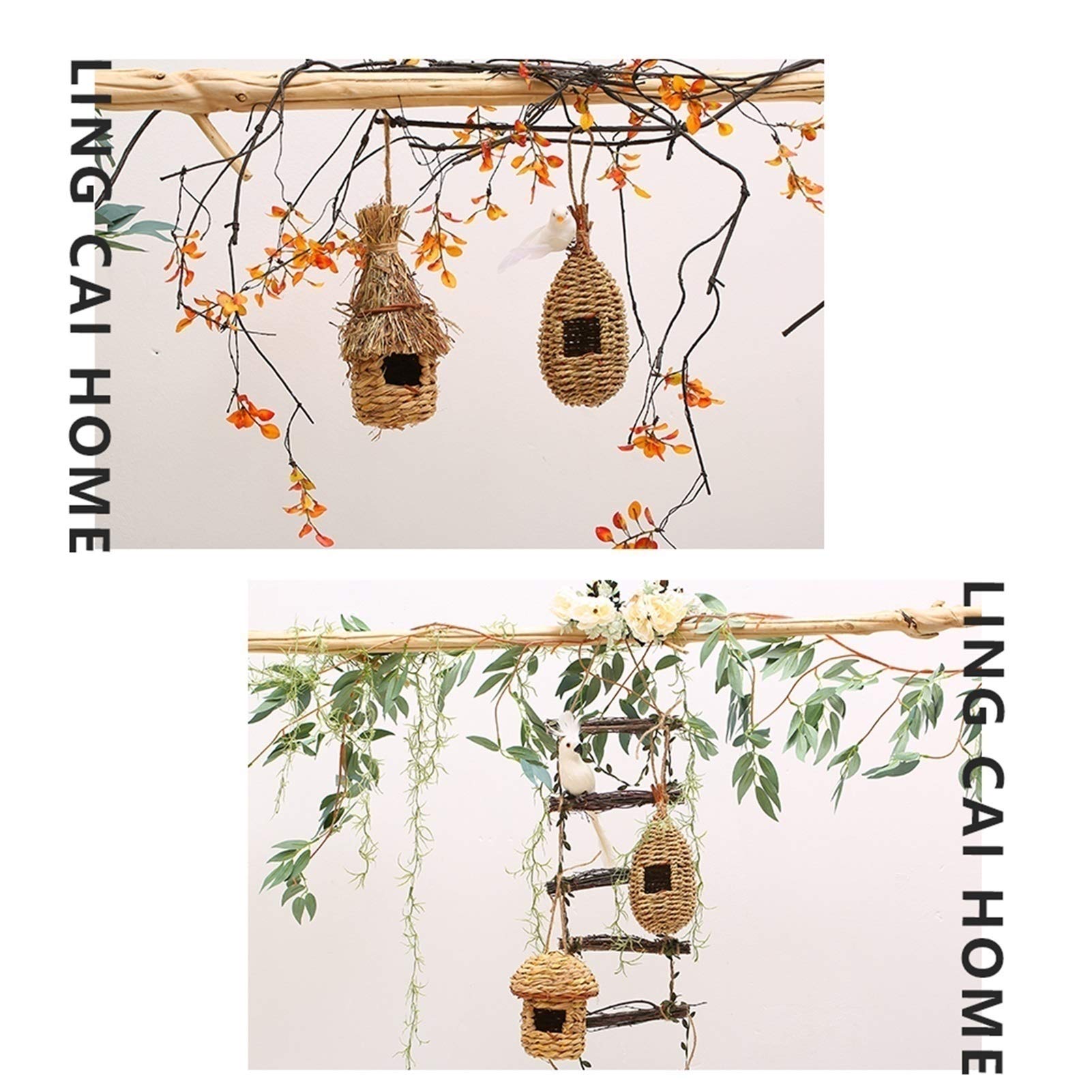 Nidi per Uccelli Nido di Uccello Intrecciato a Mano, Bird House Appeso a Rami Fuori casa, Decorazioni Indoor ed Esterne