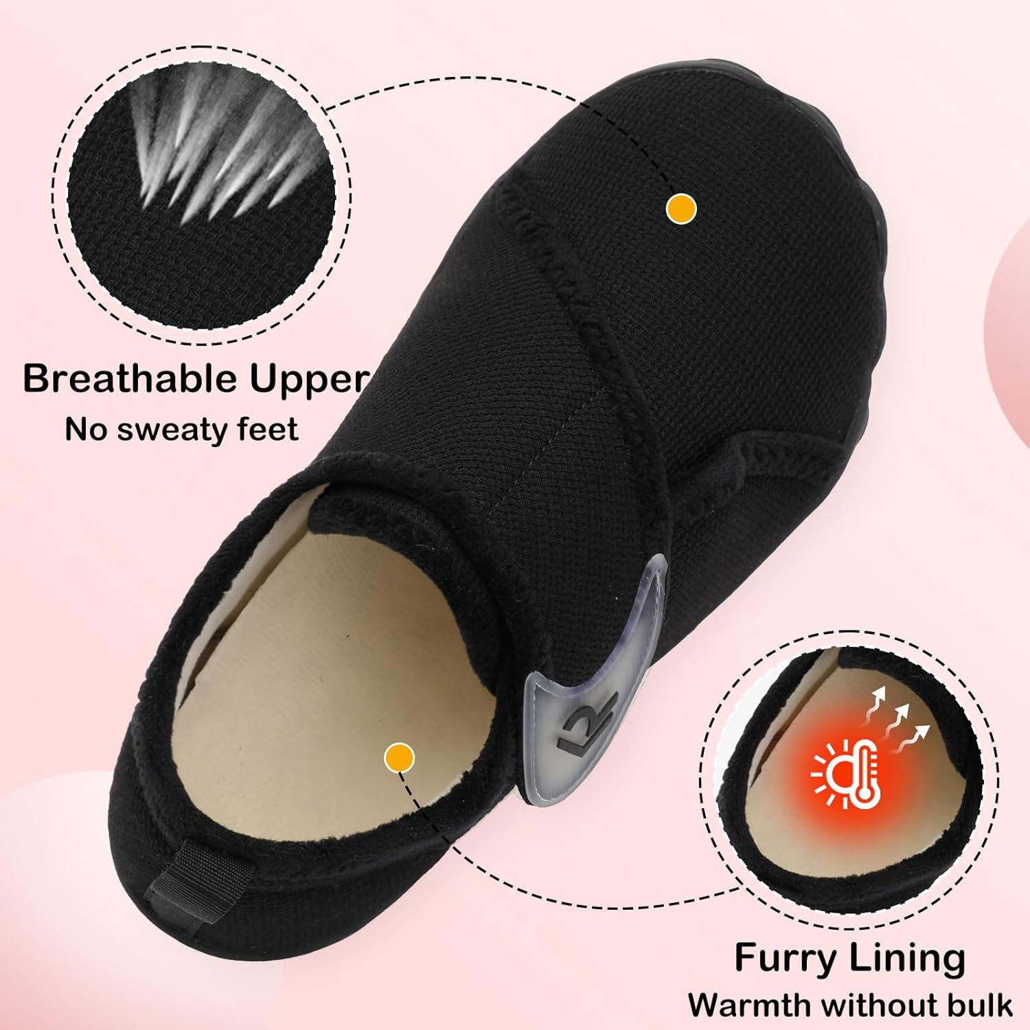 relxfeet Women's Slippers Adjustable Wide Width Diabetic Shoes Non-Slip Indoor Outdoor House Shoes Comfort for Plantar Fasciitis Edema Swollen Feet - Image 5