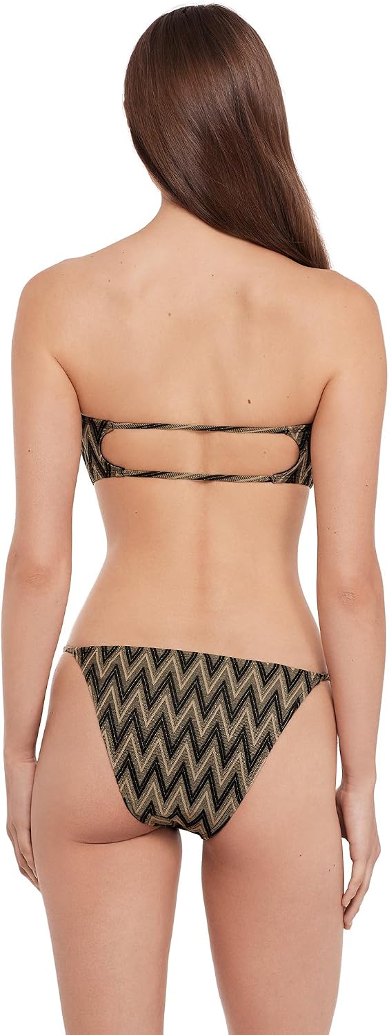 Steve Madden Women's Cutout Bandeau Bikini Top with Gold Beads