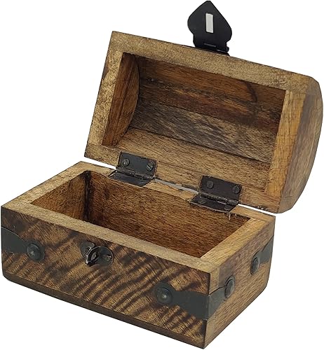 Miniatura 8 de Joyero de madera vintage de pulgadas con tapa con bisagras, baúl de almacenamiento de madera de mango real para letras, fotos, joyas o regalos, baúl