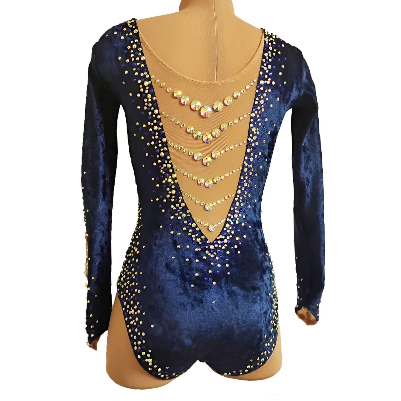 Maillot De Gimnasia Rítmica For Niña, Cuello Redondo, Con Cristales.