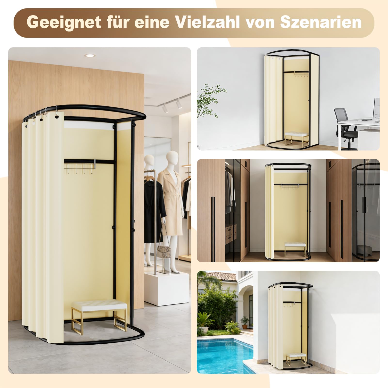 Umkleidekabine Freistehend, U-Form Bewegung Spur Umkleideraum, Bodenstehende Tragbarer Sichtschutz, Schattierung umkleide Öse Eisenhalterung, für Büro Einkaufszentrum