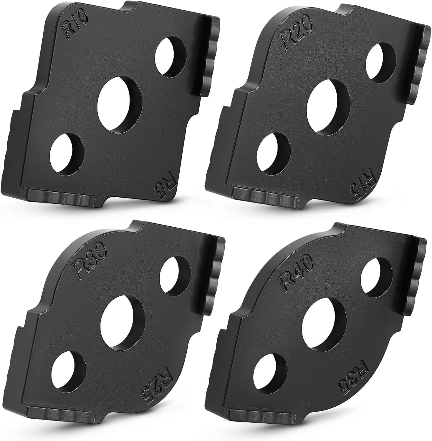 Xuhal 4 Pcs Router Corner Radius Template Radius Jig Router Templates for Woodworking Rounded Corner Routing Bit Guides with ABS Hard, R5/R10/R15/R20/R25/R30/R35/R40(Black)