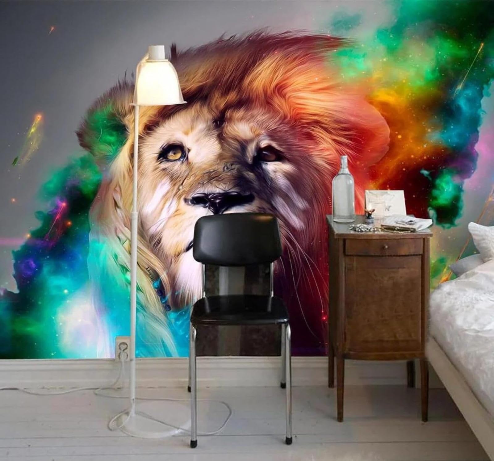 Tzxztt Creative Design Watercolour Lion Unique Modern 3D Wallpaper Premium Textured Silk Neutral Tones Material Ideal for Living Room Bedroom-350cm×256cm