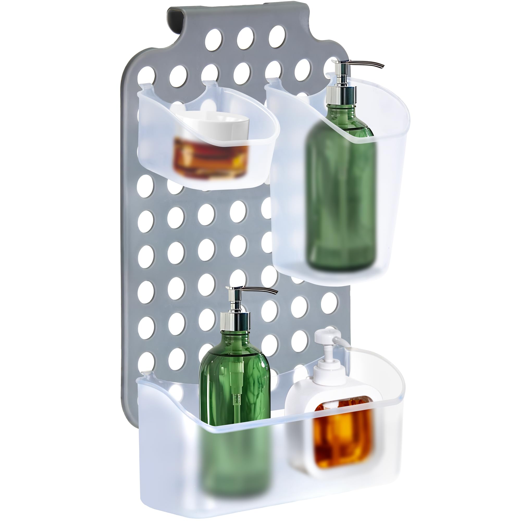 DecorRack Adjustable Hanging Storage 3 Bins Over Shower Door Organizer Bathroom Storage With Removable Baskets For Space Saving