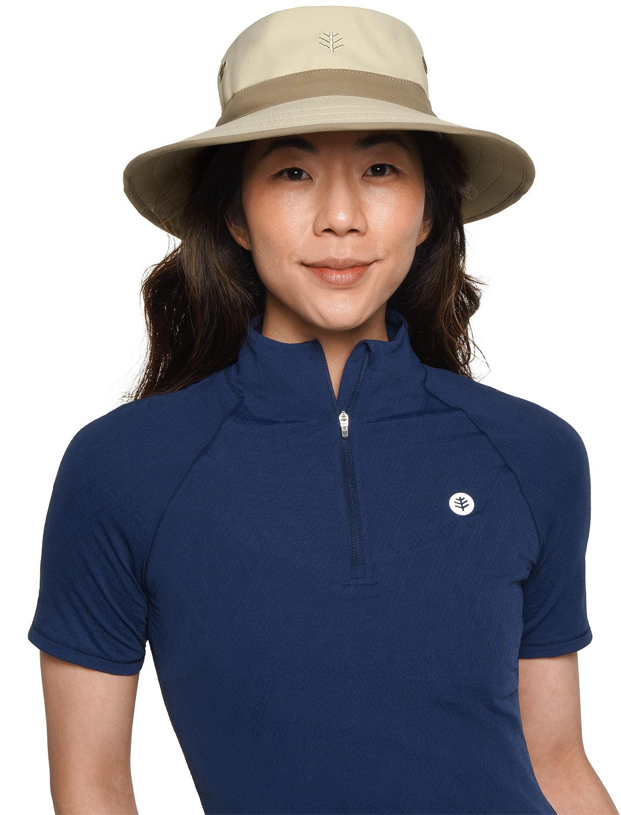 Coolibar UPF 50+ Men's Women's Matchplay Golf Hat - Sun Protective (Large/X-Large- Tan/Khaki)