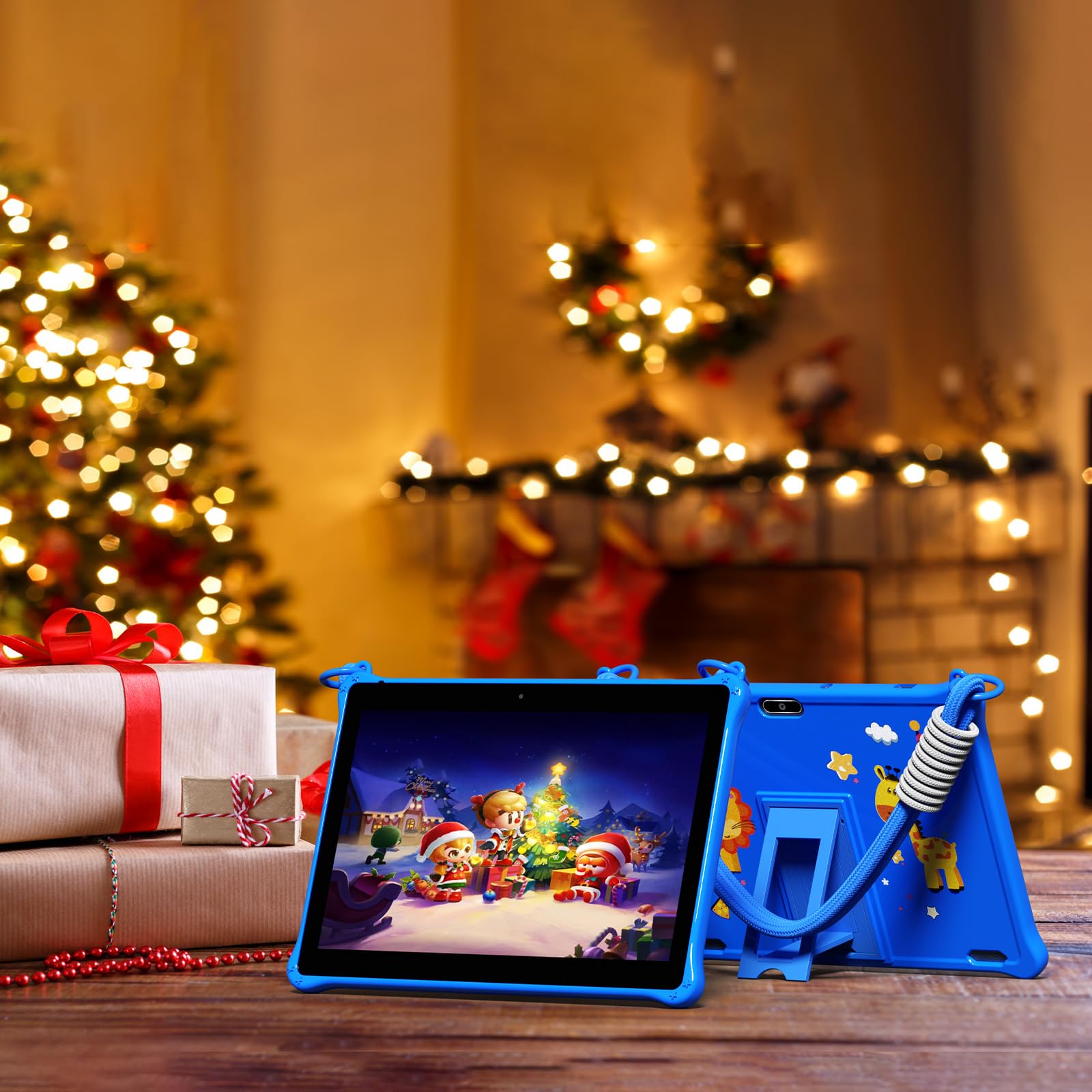 PRITOM Tablet per bambini da 10 pollici con Android 13 da 64 GB, espandibile a 512 GB, doppia fotocamera, tablet per bambini dai 3 anni in su (blu)