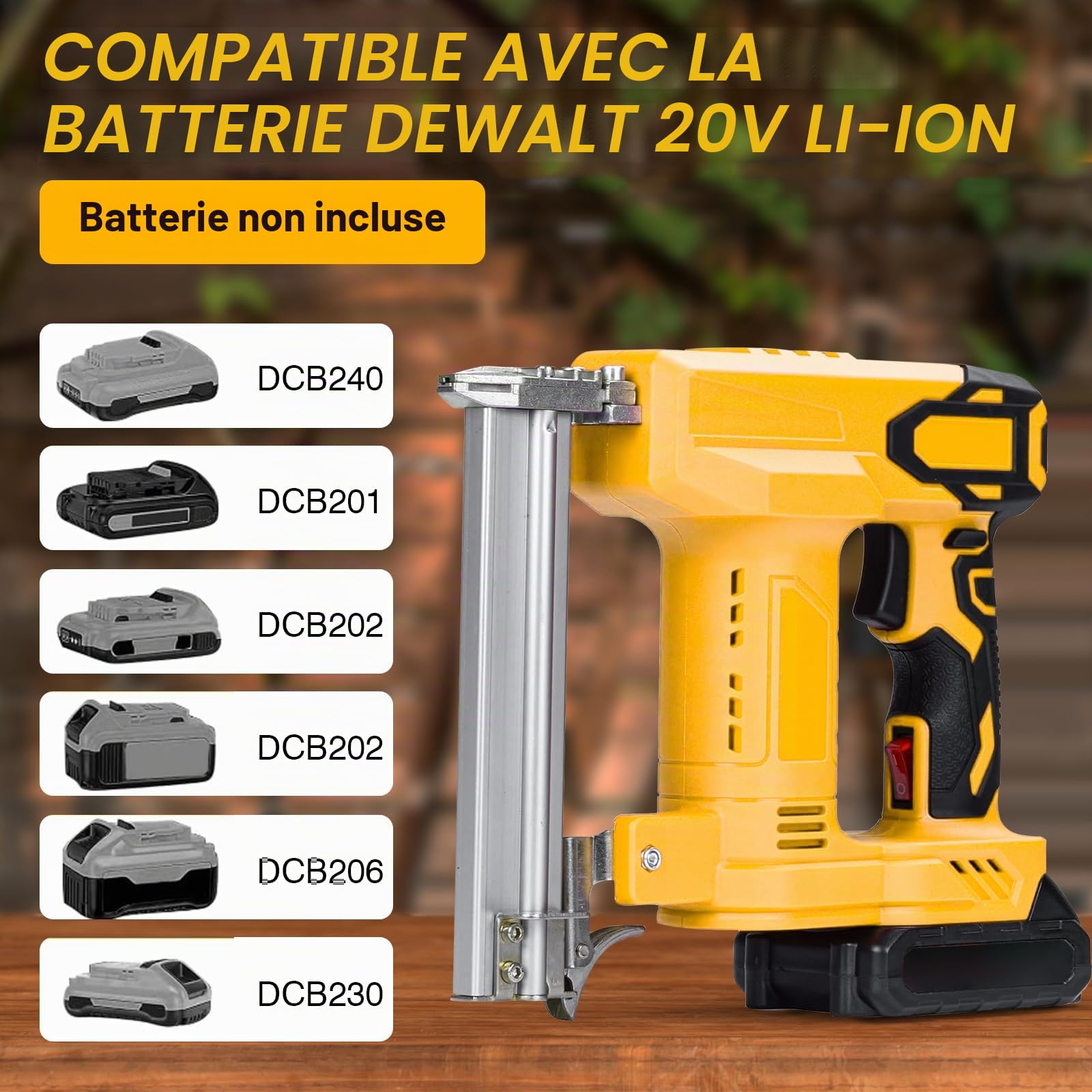 Agrafeuse sans fil compatible avec Dewalt 18 V batterie | Agrafeuse électrique sans fil avec 1000 clous droits et 500 clous en U, Agrafeuse-Cloueuse Électrique Sans Fil à Batterie