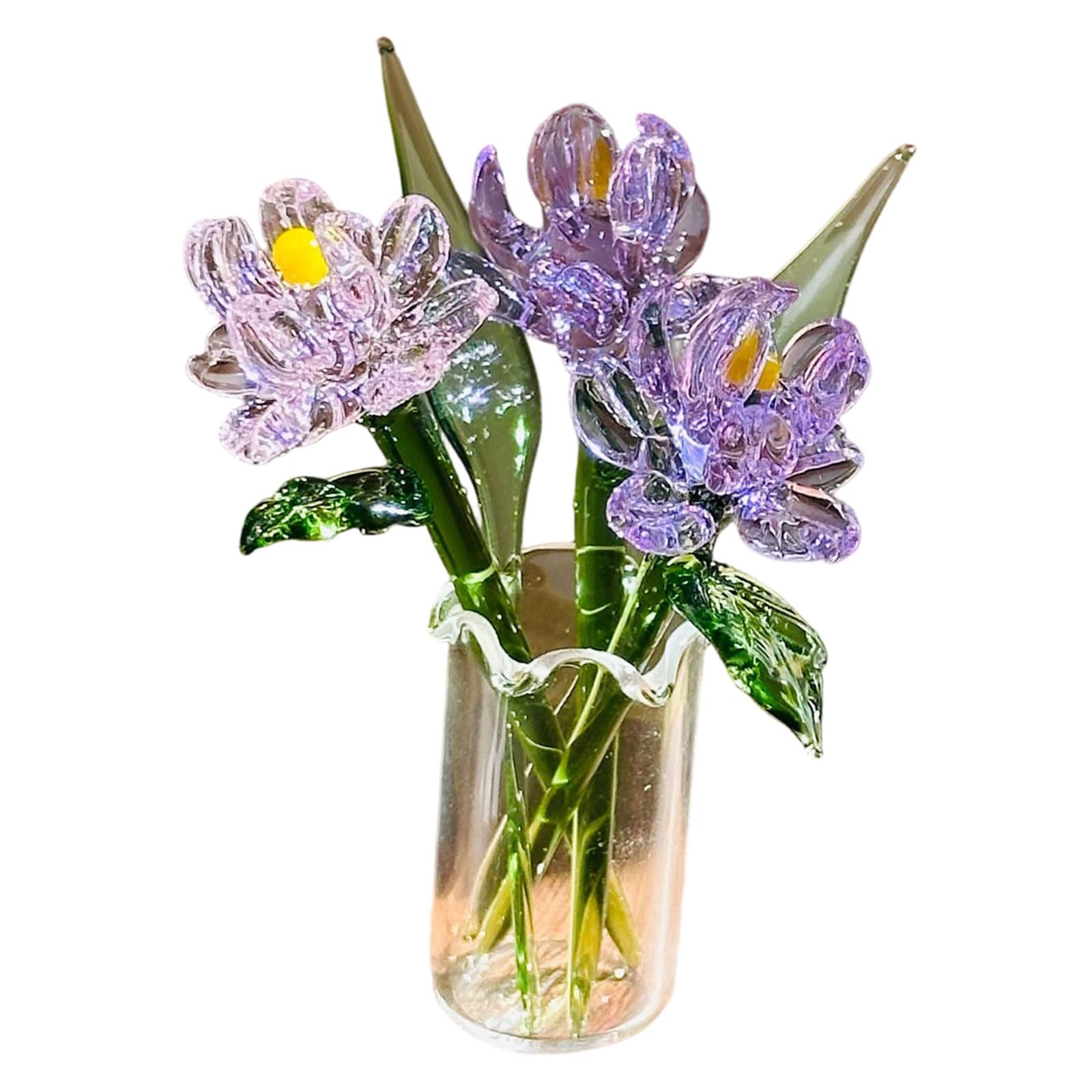 Whoasyst Clear Glass Vase Decoration with Colored Glaze Flower for Home Flower Arrangement Anniversary Wedding Table Centerpieces Glass Vase