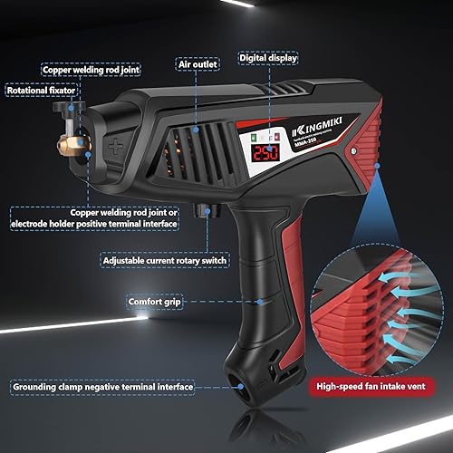 Miniatura 5 de Soldador de mano, soldador portátil de ajuste de 110 V 20-250 A con interruptor giratorio y pistola de soldadura de pantalla digital, soldador de