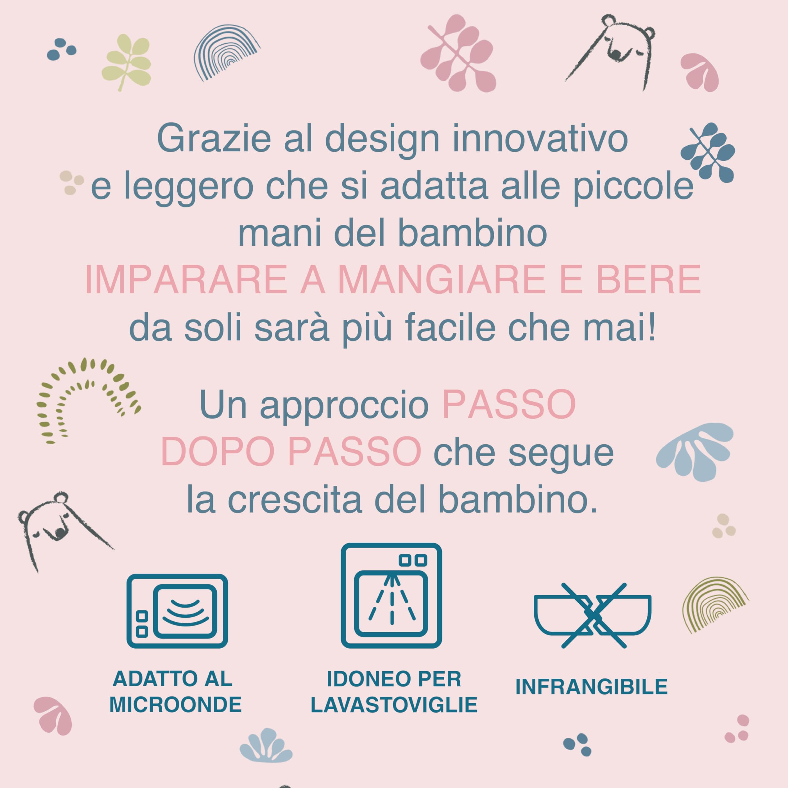 Suavinex, Tazza didattica per bambini con cannuccia in silicone morbida e flessibile, antigoccia e antimacchia, lavabile in lavastoviglie, con tappo, 340 ml, bimbi +18 mesi, My Family Blu