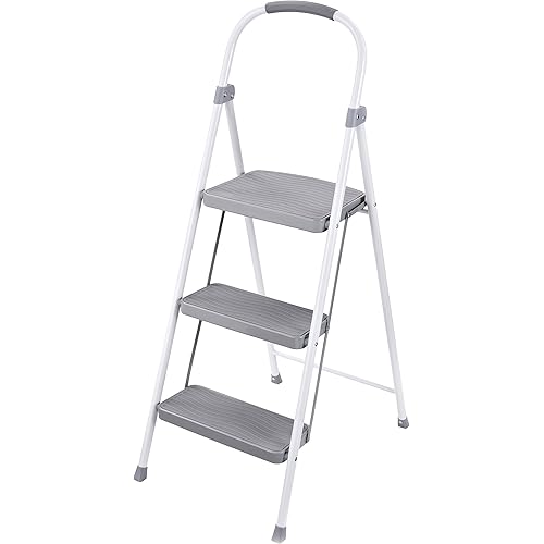 Rubbermaid RMS-3 3-Step Steel Step Stool, 225-pound Capacity, White