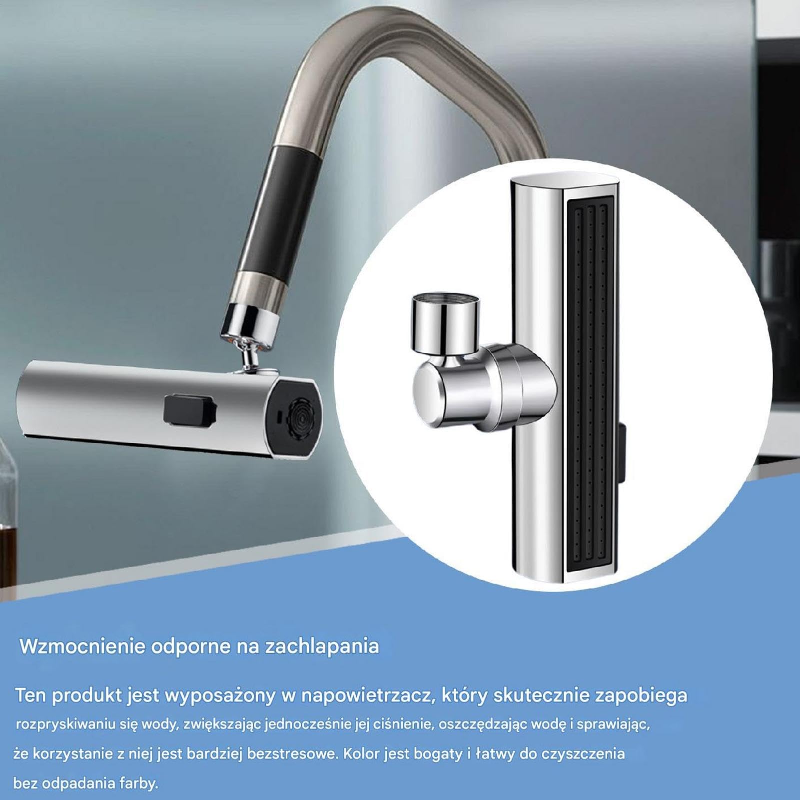 Faucet Sprayer Nozzle, 3-Function Kitchen Sink Faucet Parts, Splash-Proof Bathroom Faucet Attachment, Kitchen Faucet Sprayer, Bathroom Faucet Sprayer, Restaurant Sink Faucet Attachment, Toilet F