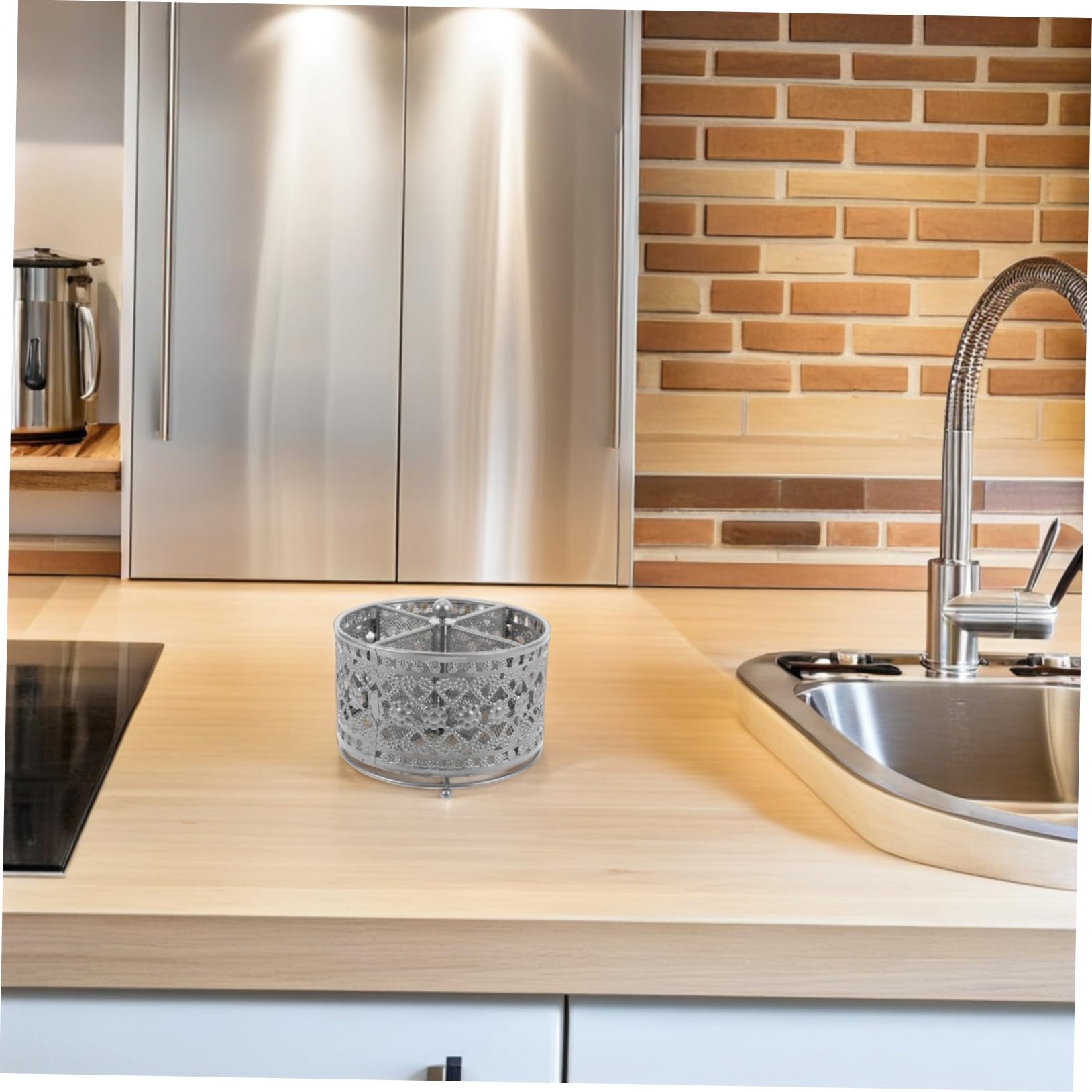 Cabilock Support Égouttoir Rotatif Creux pour Baguettes Ustensiles Cuisine Organiseur Métallique Multifonction avec Drainage Facile Porte Stylo Bureau et Rangement Couverts Restaurants et