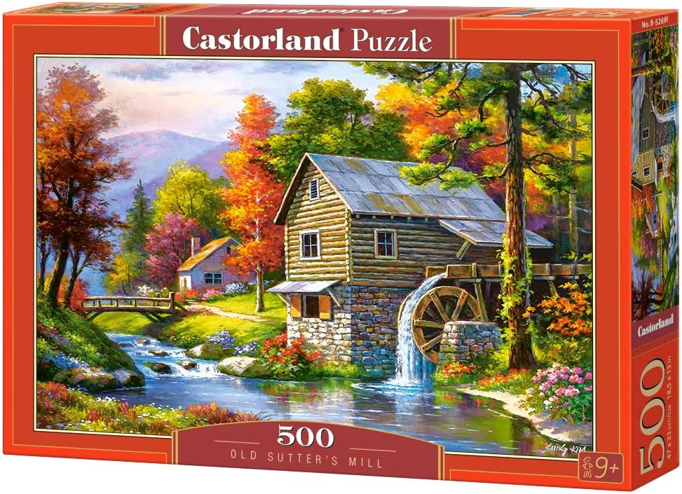 500 Piece Jigsaw Puzzle, Old Sutter’s Mill, Charming Nook, Pond, Countryside, Adult Puzzles, Castorland B-52691