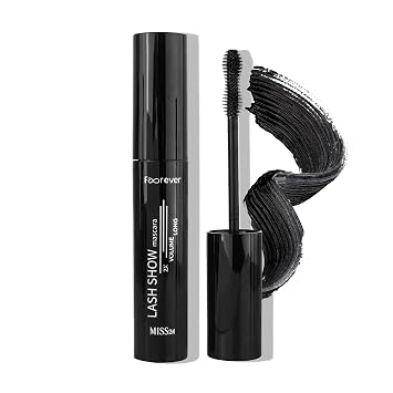 Forever 2X Volume + Length Washable Mascara with Wide-Eyed Fan Effect and Hourglass Mascara Brush for Bold, Big Lashes, 0.34 Fl Oz