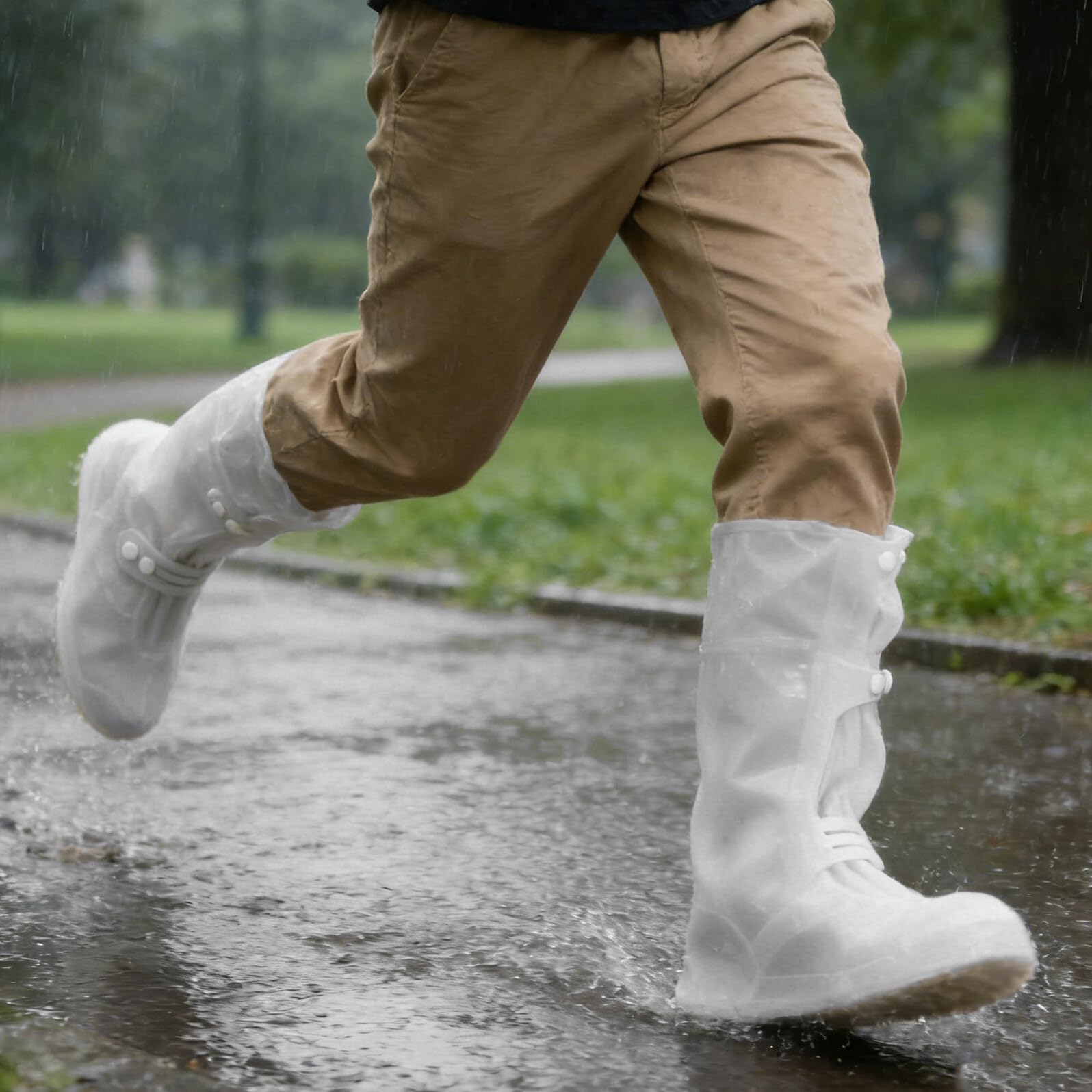 Abaodam Guêtres de Randonnée Imperméables en PVC Blanc, Couvre-Chaussures Désert Réglables, Protection Antidérapante pour Chaussures de Randonnée en Plein Air