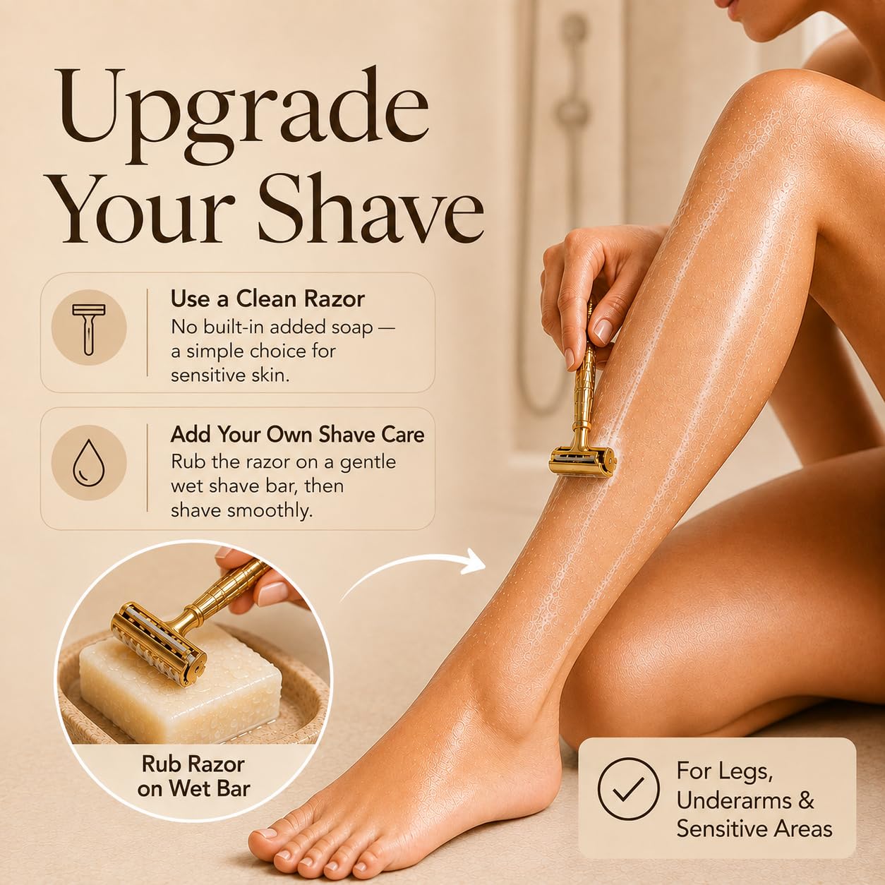 Fragrance-Free Shaving Soap Bar for Women with Shea Butter, 5 Bars image 3