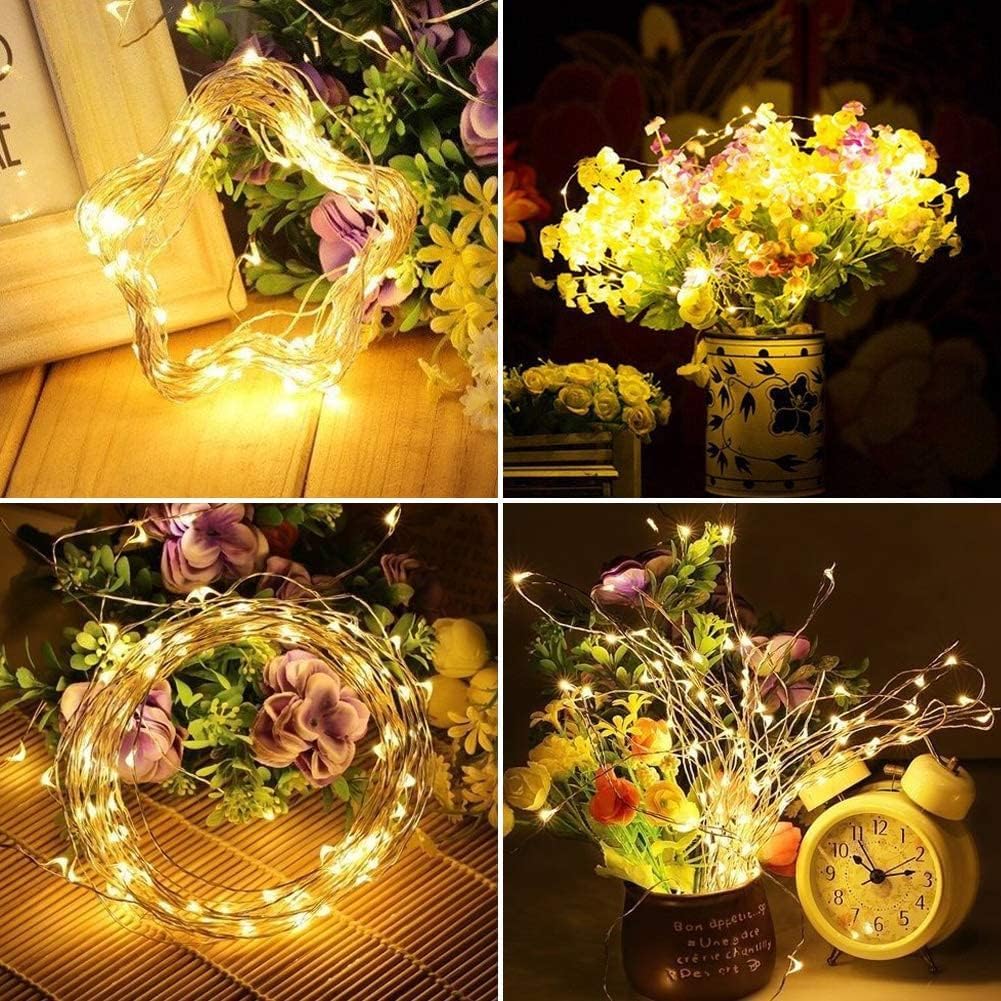 WEARXI Guirnalda Luces Interior - 10 Piezas de 2M 20 Mini LED Cadena de Luces Decorativas, para Navidad, Habitacion, Fiesta, Jardín, Bodas, Compleaños (Blanco Cálido)