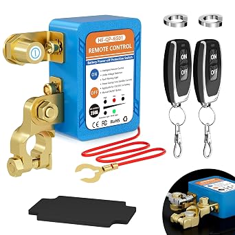 Kill Switch for Car, 250A 12V/24V Remote Battery Disconnect Switch, Smart Car Battery Kill Switch Anti Theft, Automatic Cut/Shut Off Switch for Auto, RV, ATV,Truck, Boat Flat Installation