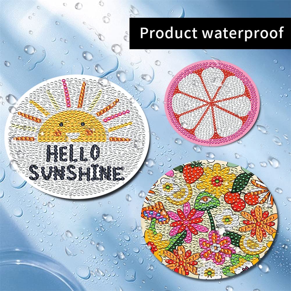8 Piezas Frutas de Verano Posavasos de Diamond Painting con Soporte, Posavasos de Originales para Adultos Niños Manualidades, para Bebidas Vasos, de Cerveza o Bares, Tazas de Café o Té