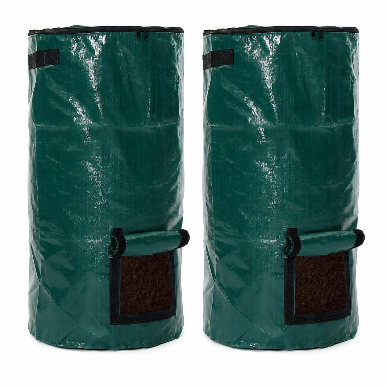 AIBAOBAO Garden Waste Bins Homemade Organic Ferment PE Bag, 15 Gallons Environmental Reusable Waste Disposal Compost Bags Kitchen Garden Yard (2 Bags-Green)