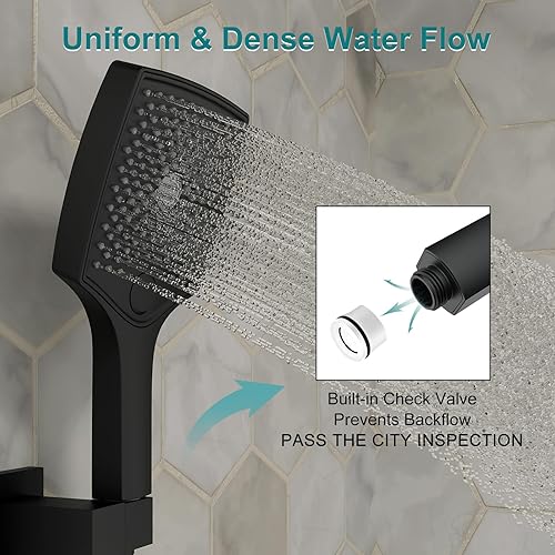 Miniatura 5 de Sistema de ducha de lujo, cabezal de ducha de mano de 14 pulgadas, alta presión, 3 funciones, juego de grifo de ducha de acero inoxidable con