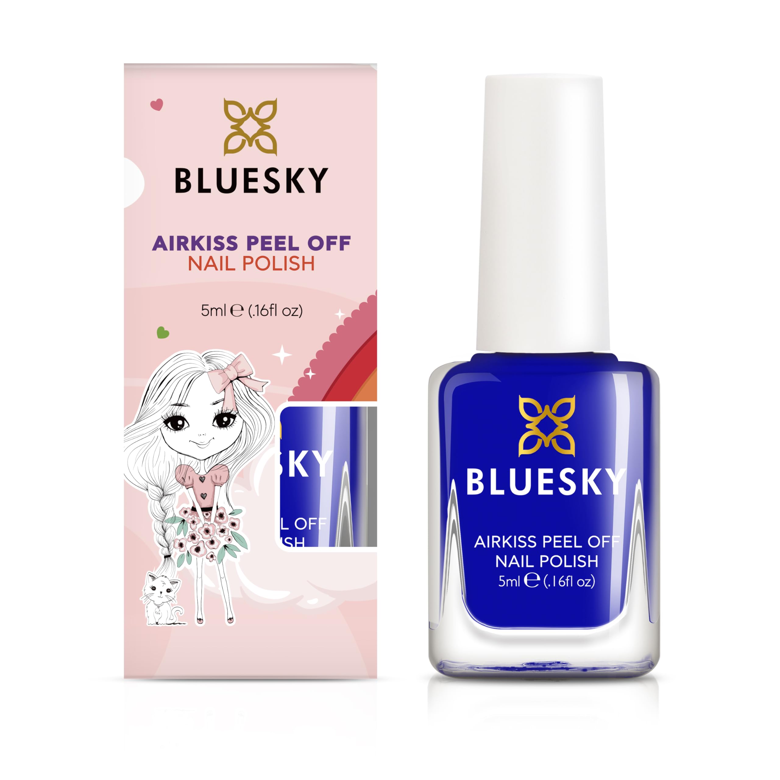 Bluesky Kids Nail Varnish – BOOM, Blue. Easy Peel-off, Non-Toxic, Water- based, Odour-free Nail Polish for Kids, 5ml