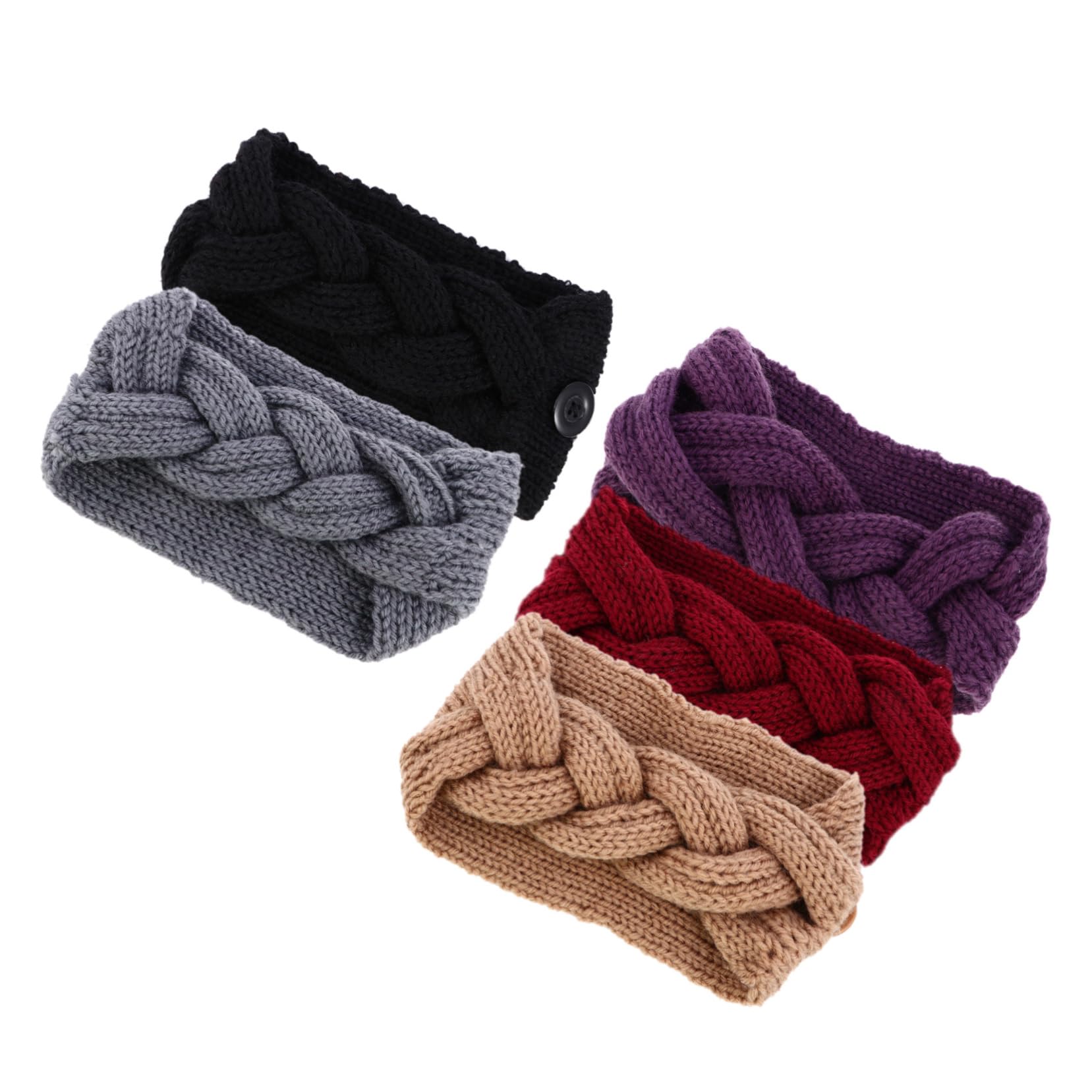Veemoon Warm Headband Button for Women 5pcs Sports Headband for Women Ear Warmer Comfortable Turban Button Random Color