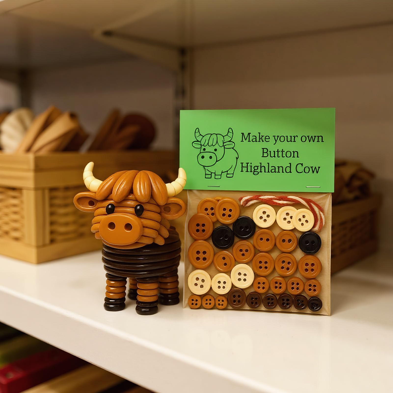 Highland Cow Ornament - 4x5 Cm DIY Button Craft Kit Produktbild-Vorschau 4