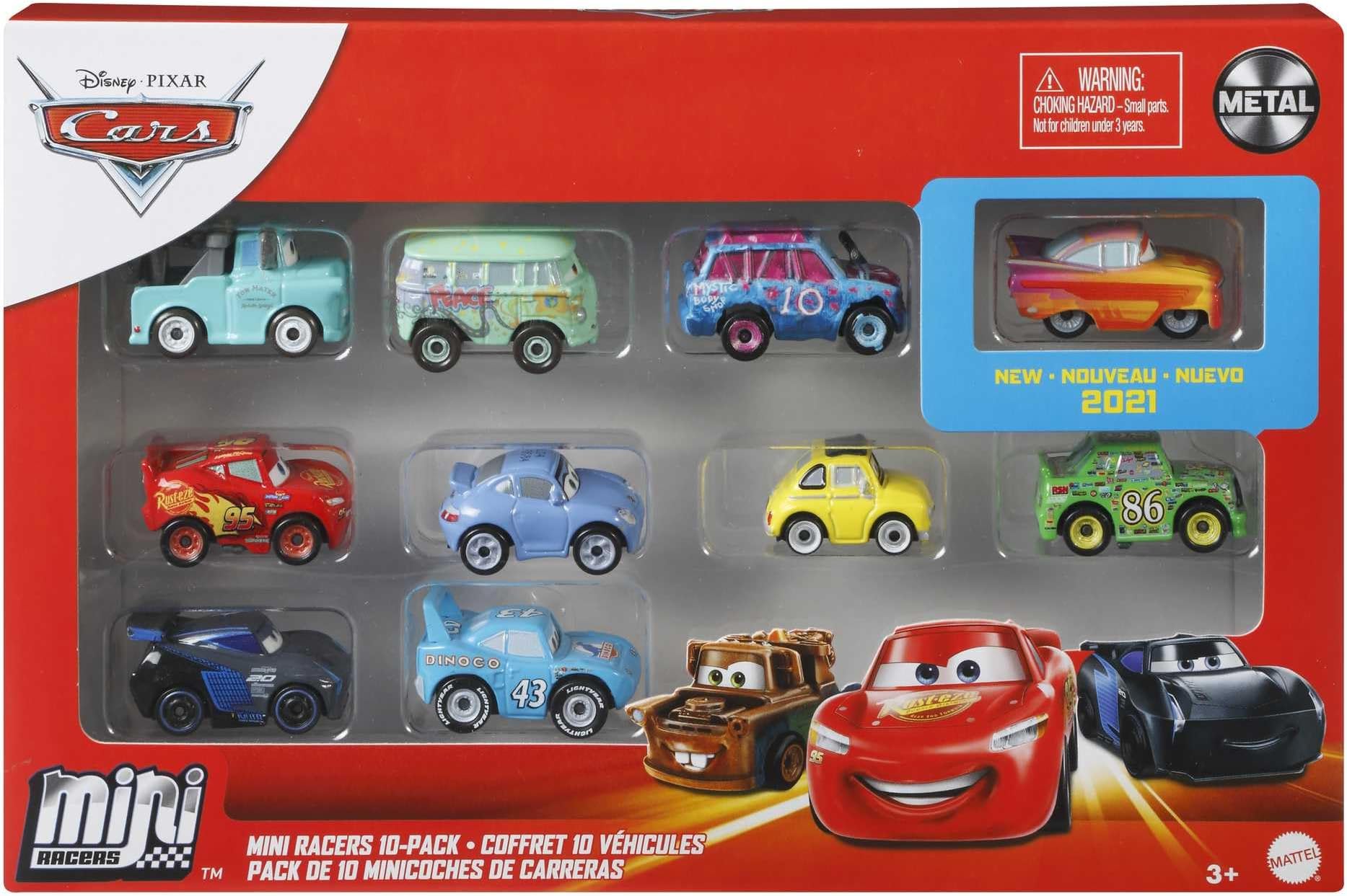 Disney and Pixar Cars Mini Racers 10 Pack of Collectible Toy Vehicles for Kids & Collectors Ages 3 Years Old & Up, GKG08