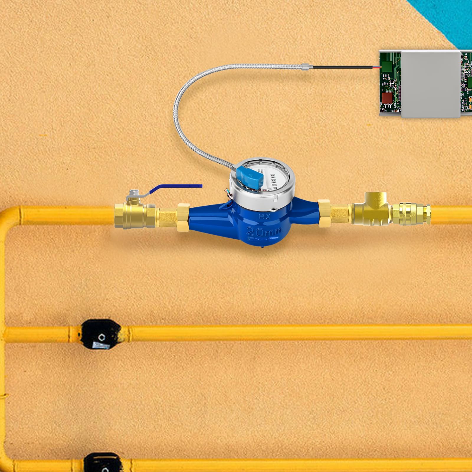 MEANLIN MEASURE 3/4" BSP Raccordi Contatore dell'acqua Contatore dell'acqua fredda con uscita a impulsi per il giardino o la casae 20 mm misura in metri cubi