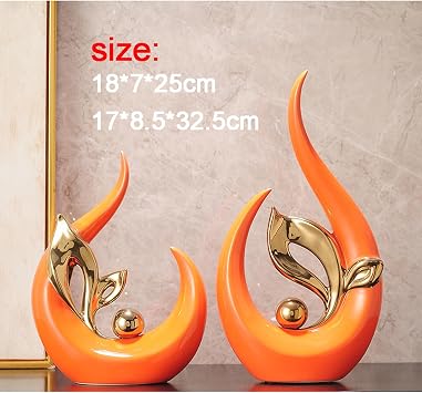 Modern Ceramic Sculpture Decoration Office Decoration Windowsill Home Table Decoration Living Room Orange