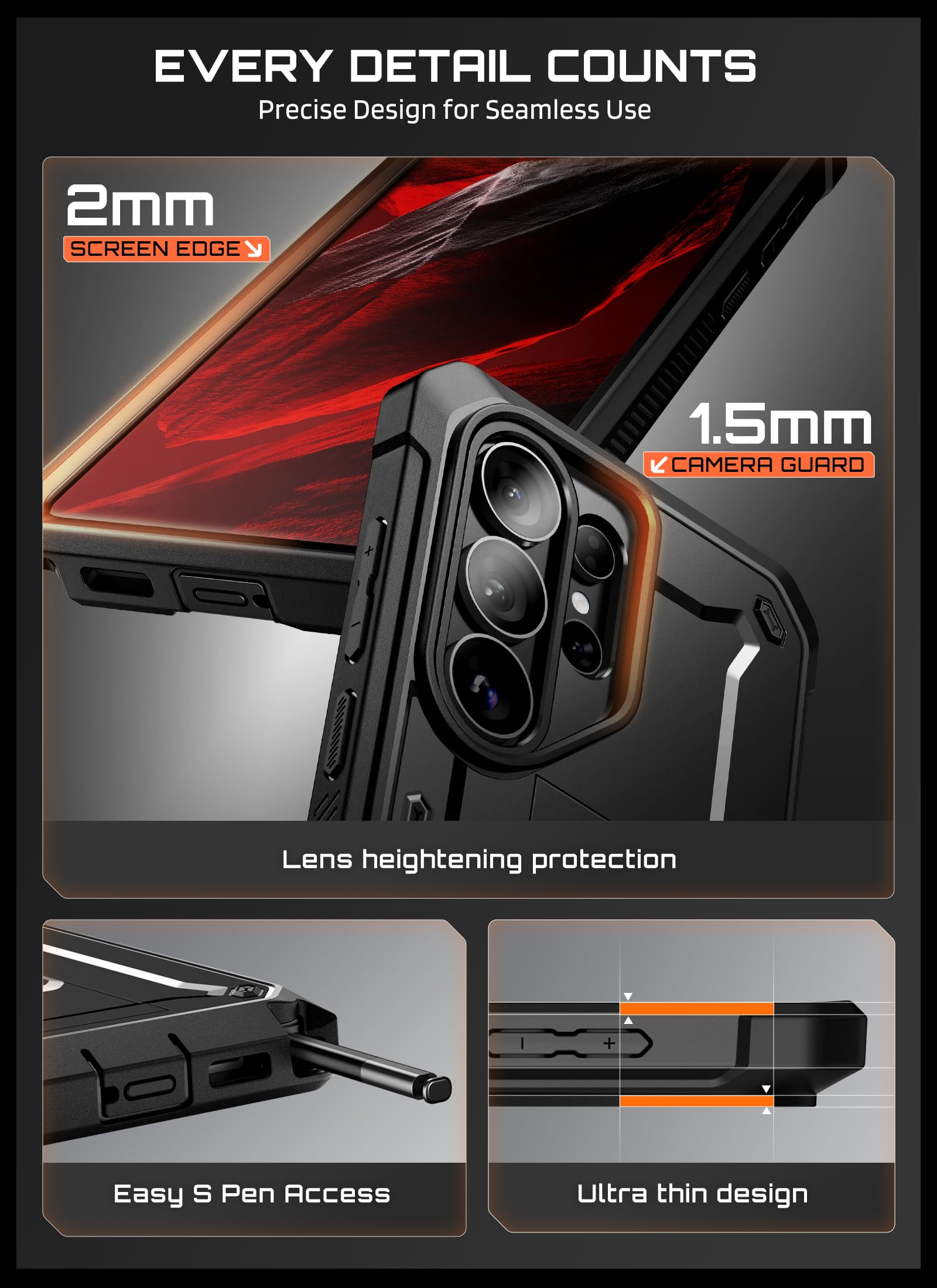 SUPCASE für Samsung Galaxy S26 Ultra Hülle Outdoor Handyhülle, Schwarz | Bumper Case mit 2 Vorderseite (ohne Displayschutz + mit Displayschutz) Cover mit Gürtelclip und Ständer [UBPro] für S26 Ultra