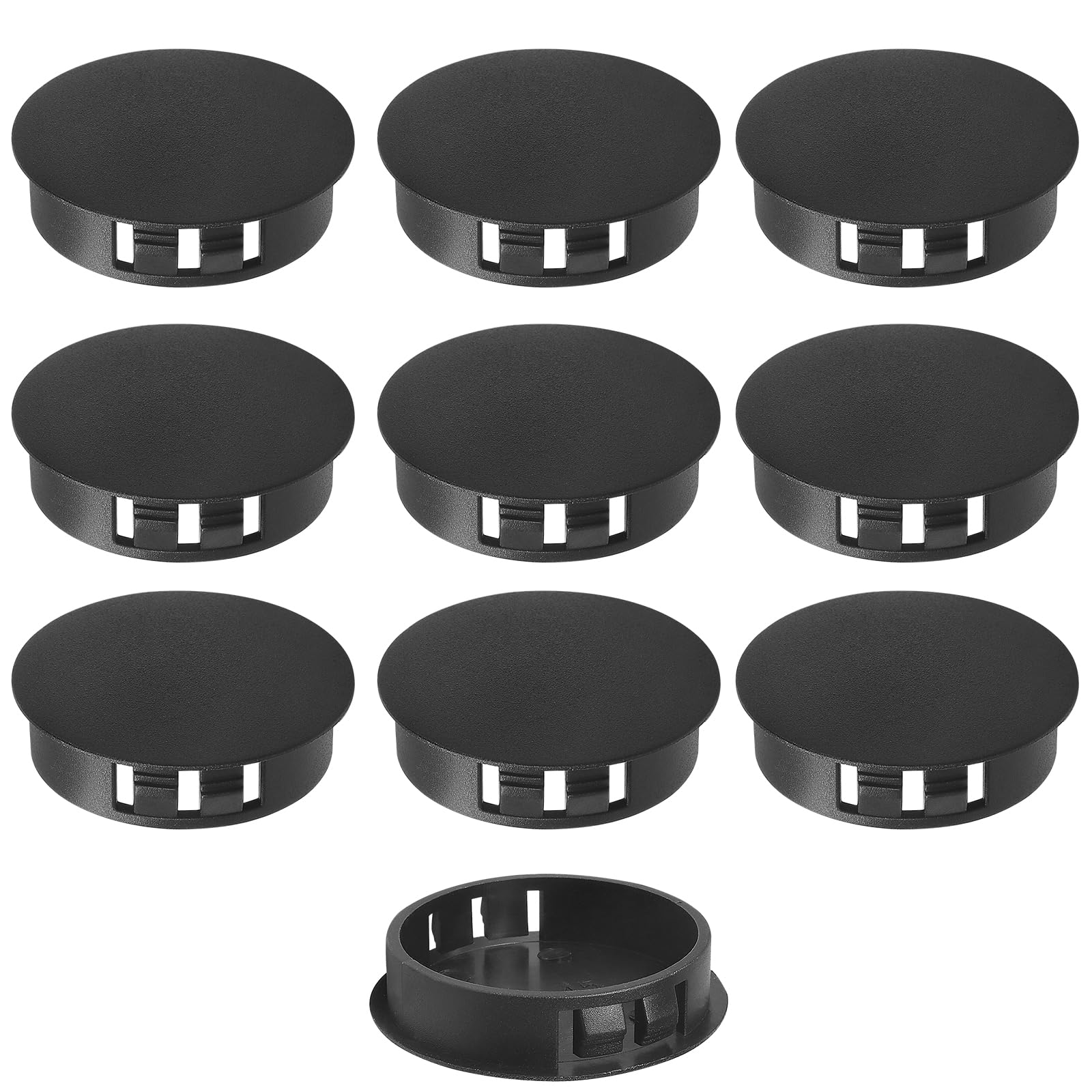 45mm Plastic Hole Plugs - Masendelk Snap-in End Caps - Black - 10pcs