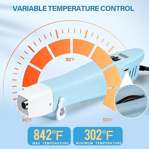 Miniatura 2 de Mini pistola de calor de 400 W, pantalla LCD, control de temperatura variable de 302  a 842 , función de memoria, protección contra
