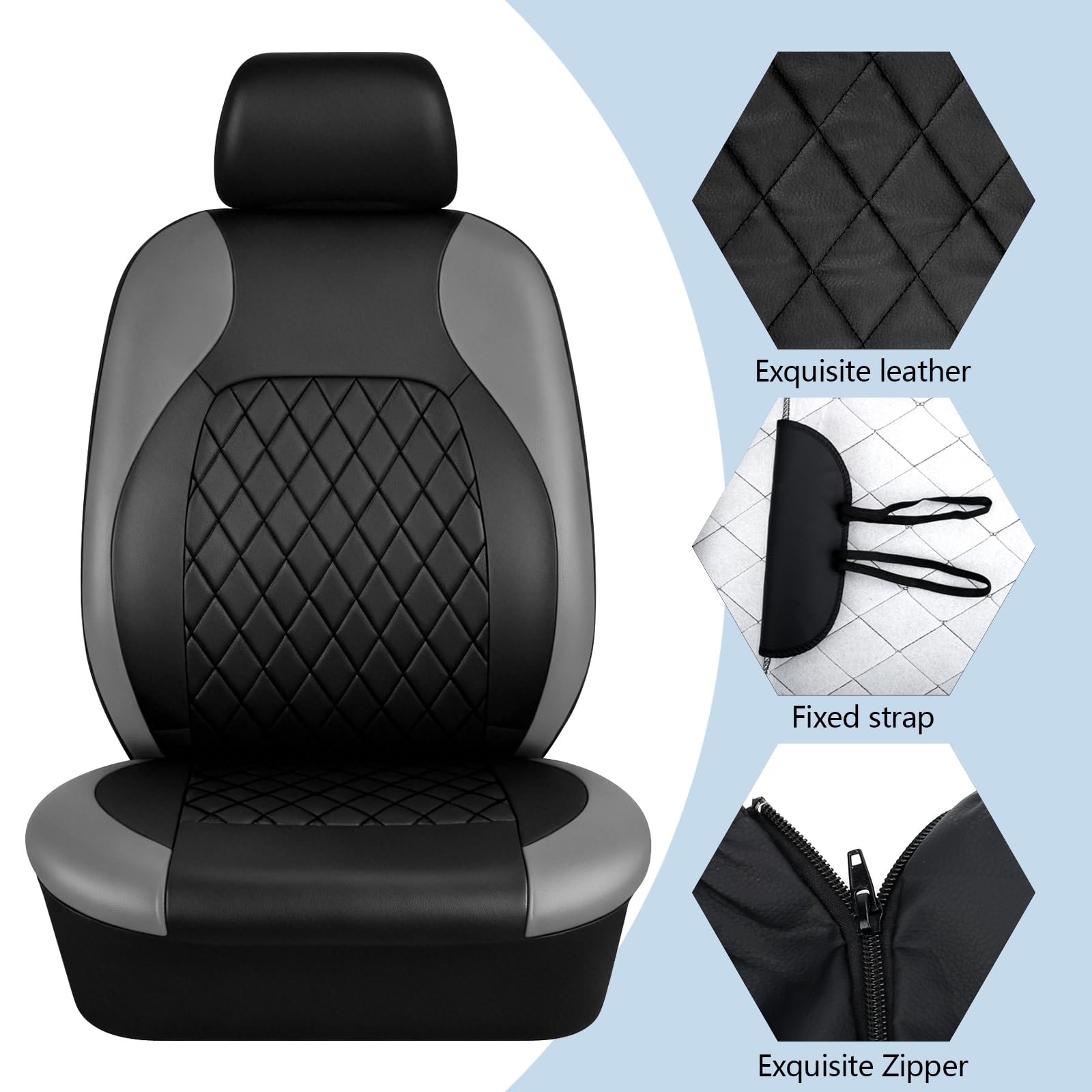 Set completo di coprisedili per auto in pelle, set universale di protezioni per sedili anteriori e posteriori, morbidi e traspiranti, coprisedili e poggiatesta per auto compatibili con airbag