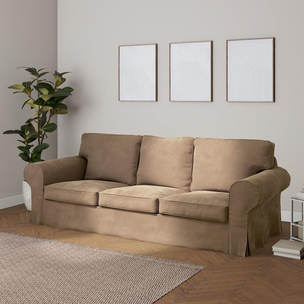 Dekoria Housse de canapé Ektorp de remplacement 3 places non pliable Housse de protection pour modèle Ektorp bleu