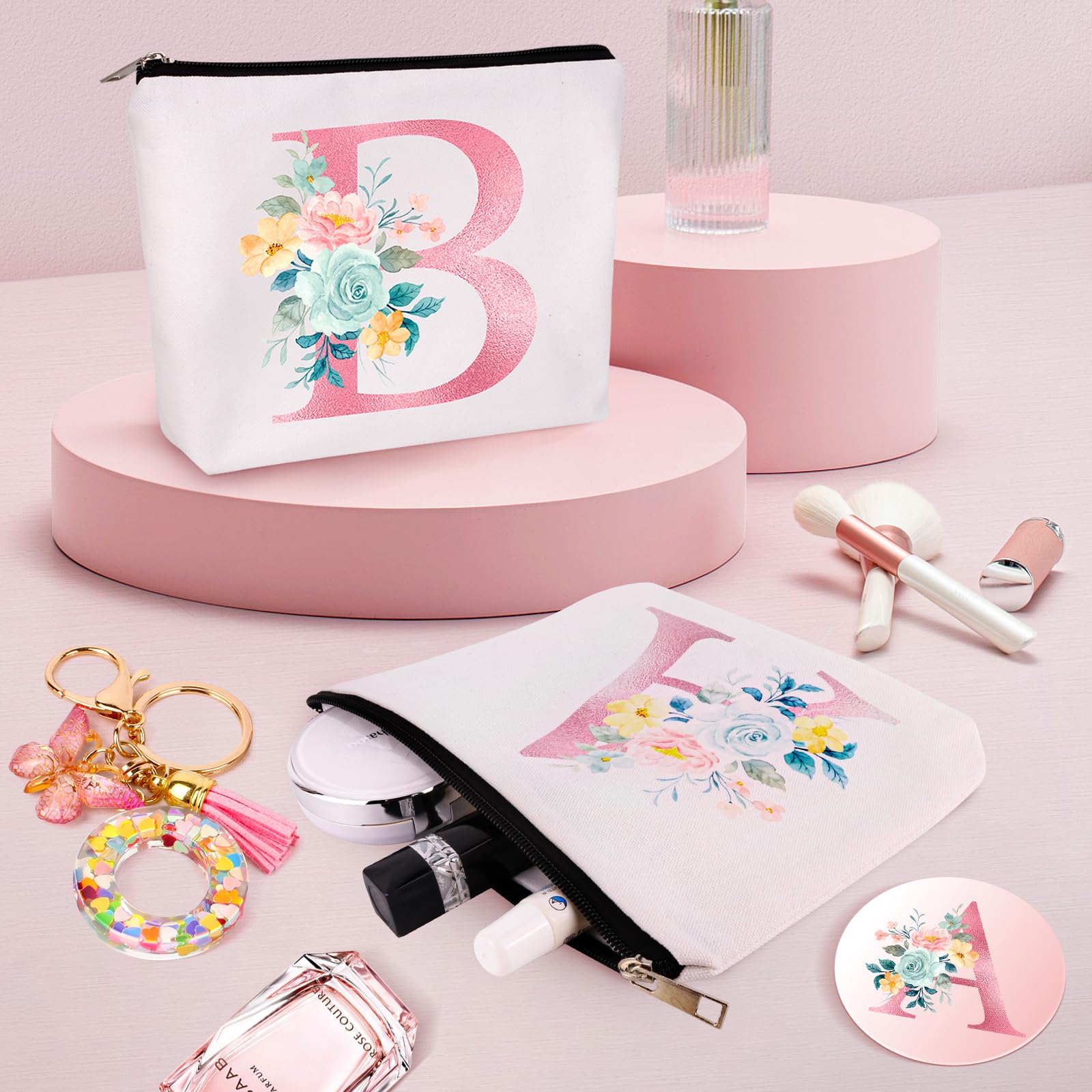 Bingtoo Borsa per il trucco personalizzata con iniziale per donna, Pochette personalizzata, Regalo donna compleanno, Regali natale, G