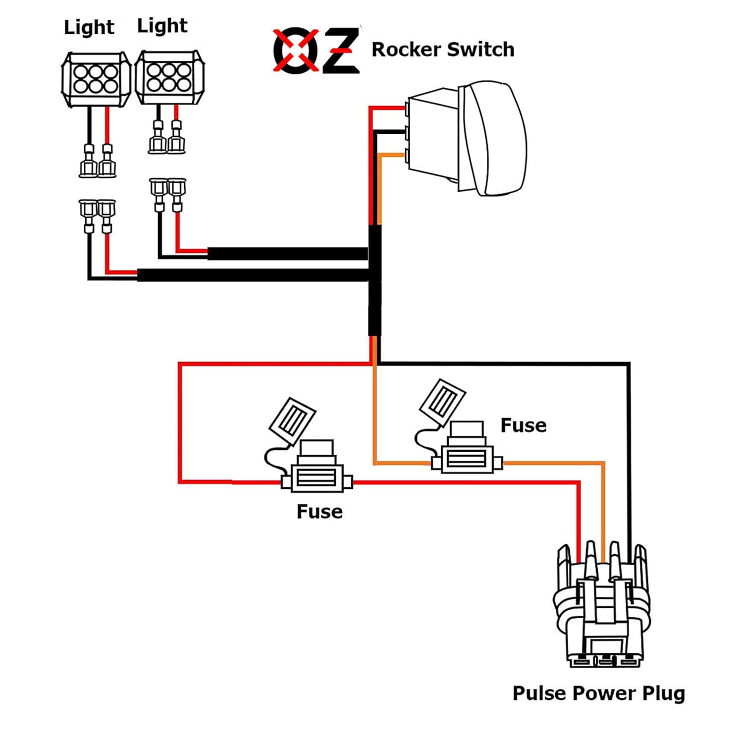 OZ-USA 5ft Power Busbar Split Wire Harness Kit Plug & Play Side Light Wiring Harness with Rocker Switch Compatible with Pulse Power Bus Bar (Ranger XP 1000, RZR PRO XP, General, RS1) 2018–2026
