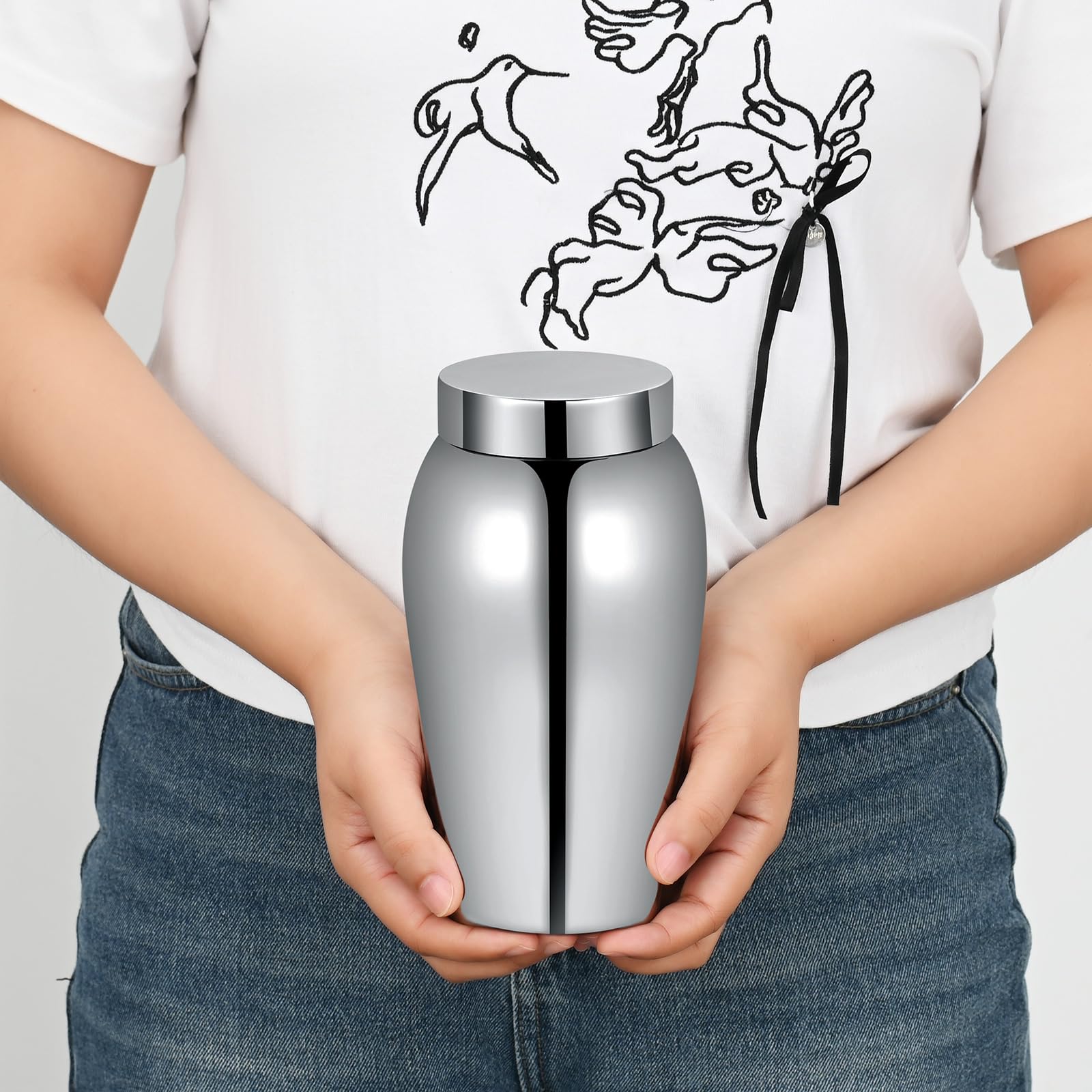 Small Urns for Human Ashes Angel Wings Cremation Urns for Ashes Stainless Steel Urns Funeral Memorial Keepsake for Women Men Ashes Holder - Image 4