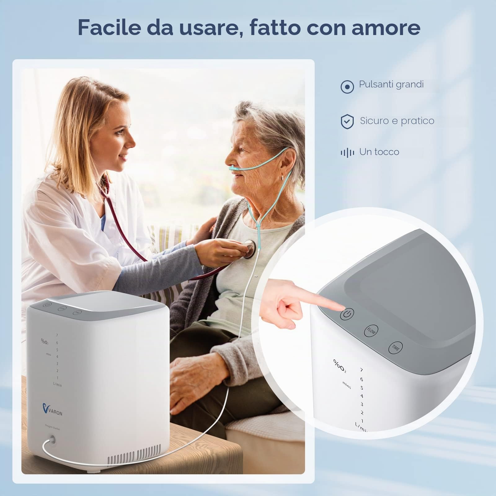 Concentratore di ossigeno regolabile 1-7 l/min ossigeno macchina ossigeno 30%-90% purezza, ossigeno per uso domestico, accessorio completo per emergenza