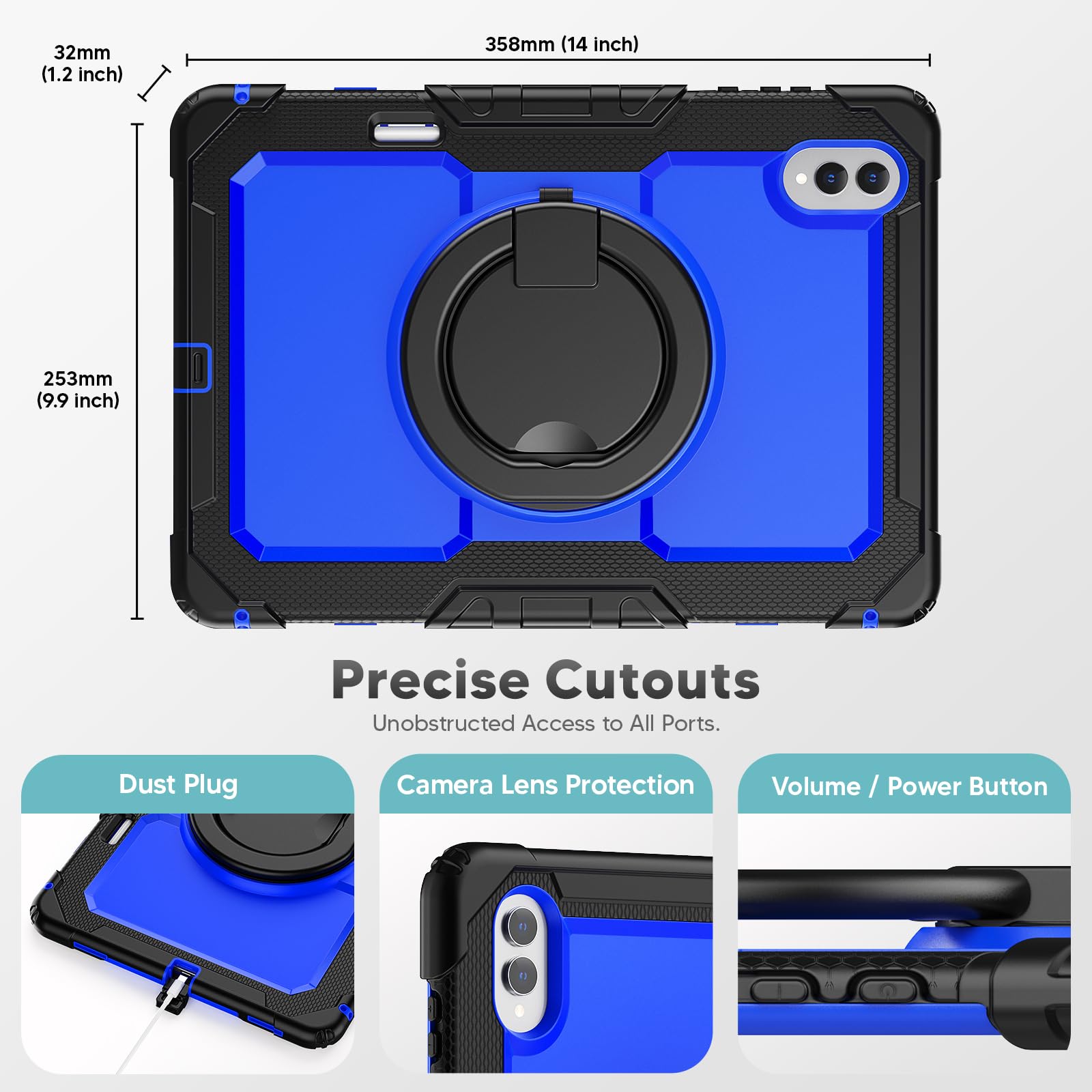 Custodia a tracolla per Samsung Galaxy Tab S11 Ultra 5G 14,6 pollici 2025, custodia protettiva antiurto con cavalletto, manico, slot per penna, tracolla regolabile, per bambini e adulti (PC blu)