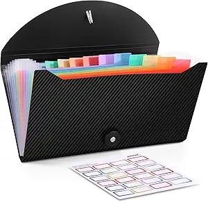 Nicecho Receipt Coupon Organizer, 13 Pockets Small Accordion File Organizer with Labels, 10.2 x 5.1 Inches