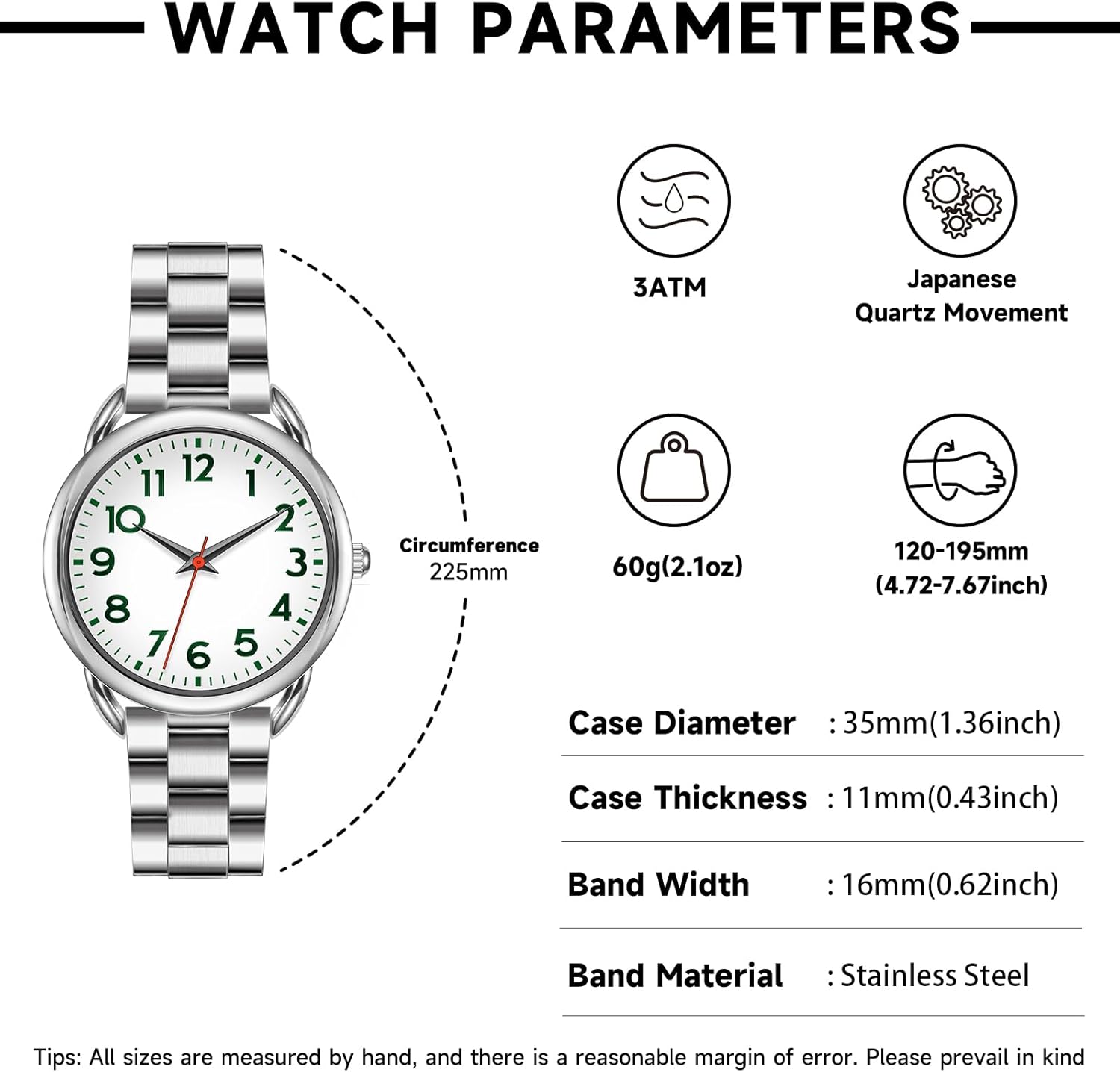 Bisley 35MM Women Watch Stainless Steel Bracelet with Magnetic Clasp Easy to Adjust Wrist Size Without Tool Arabic Number Easy to Read Watch - Image 5